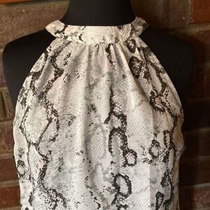 Laundry by Shelli Segal black white reptile print halter, sleeveless flowy tunic